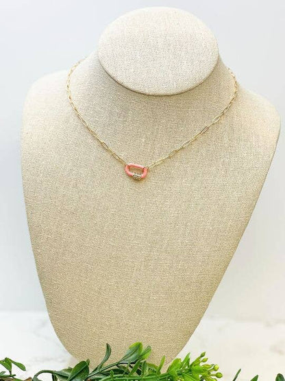 Glitzy Locked Link Pendant Necklaces