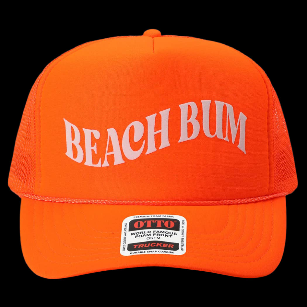 BEACH BUM Text Printed Mesh Back Trucker Hat