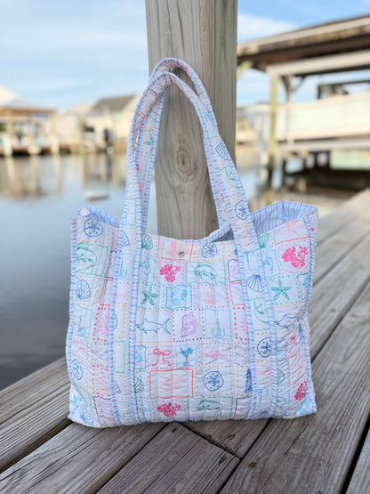 Coastal Chic Quilted Tote Bags
