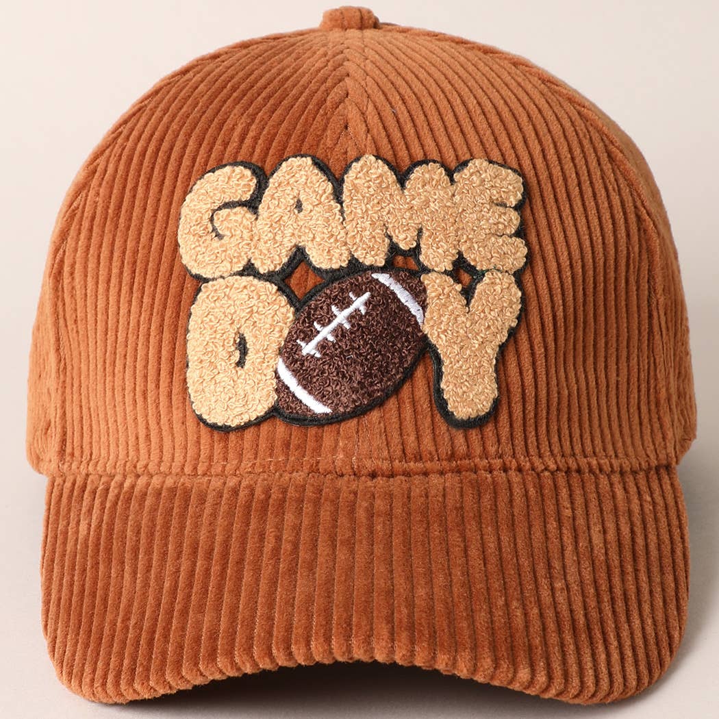 Football Game Day Chenille Patch Corduroy Cap