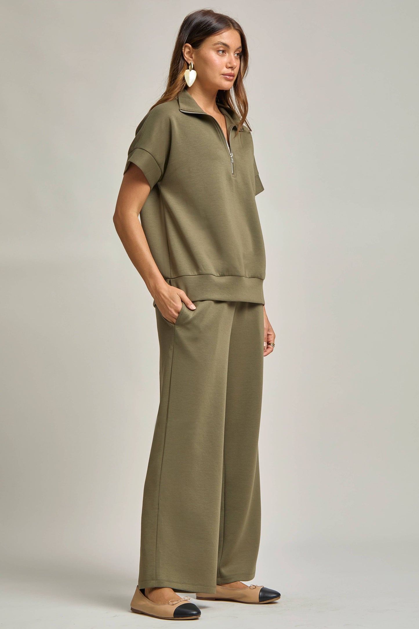 Short Sleeve Quarter Zip + Pants Modal Set TRVSET-CATALINA