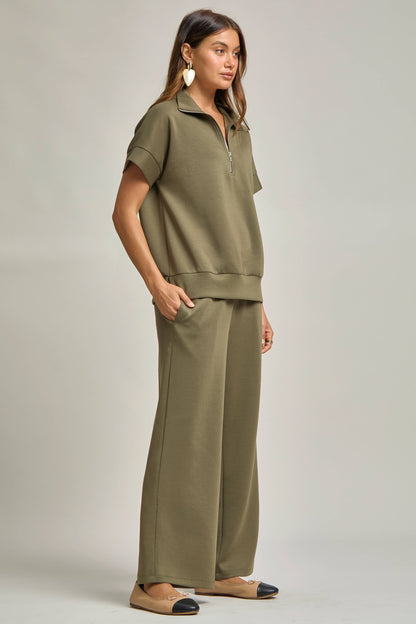 Short Sleeve Quarter Zip + Pants Modal Set TRVSET-CATALINA