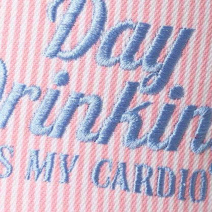 Day Drinking Is My Cardio Embroidered Seersucker Trucker Hat