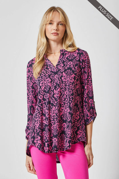 PLUS SIZE 3/4 Sleeve LIZZY MEDALLION Wrinkle Free Blouse
