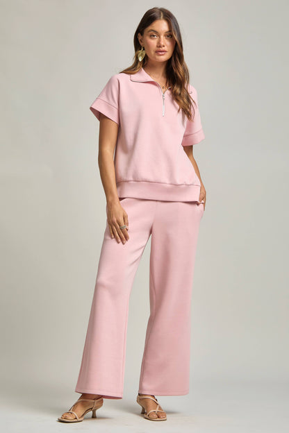 Short Sleeve Quarter Zip + Pants Modal Set TRVSET-CATALINA