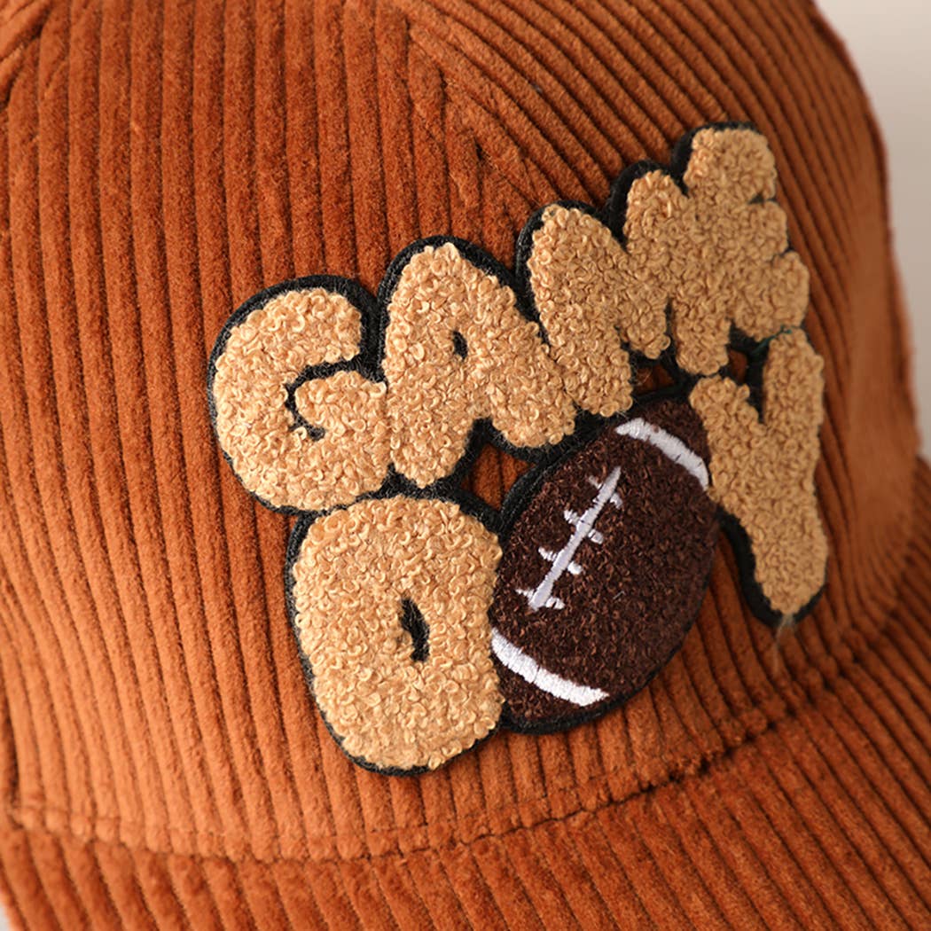Football Game Day Chenille Patch Corduroy Cap