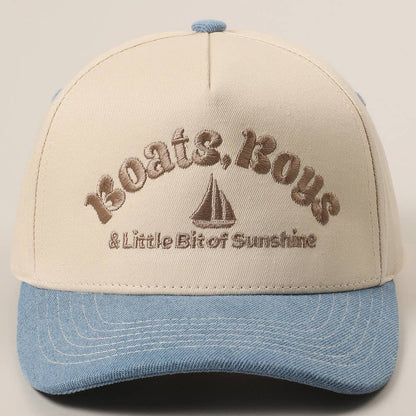Boats, Boys Text Embroidered Two-Tone Trucker Hat
