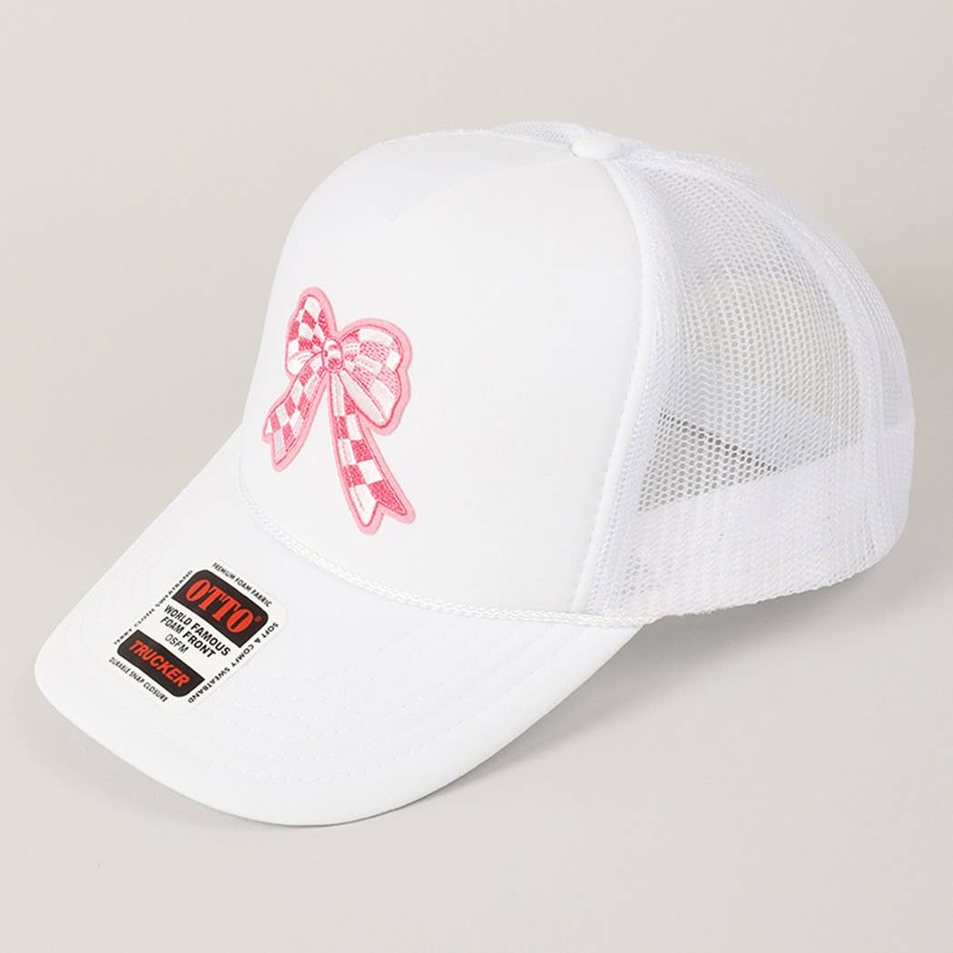 Checkered Ribbon Embroidery Patch Mesh Back Cap