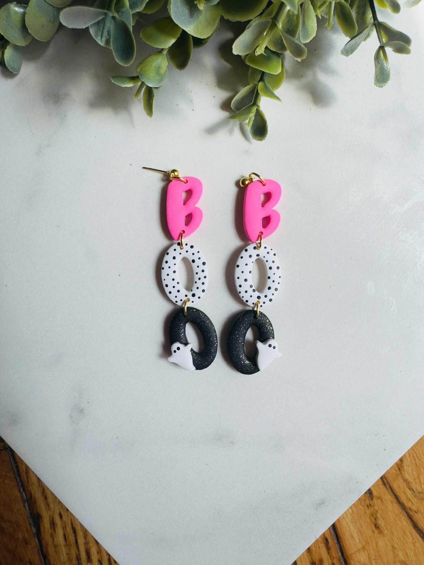 Boo Dangle Unique Handmade Halloween Clay Earrings