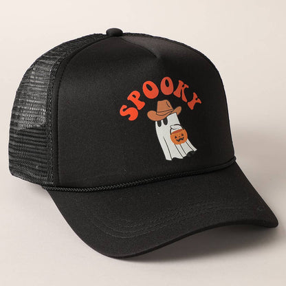 Spooky Ghost Printed Halloween Trucker Hat