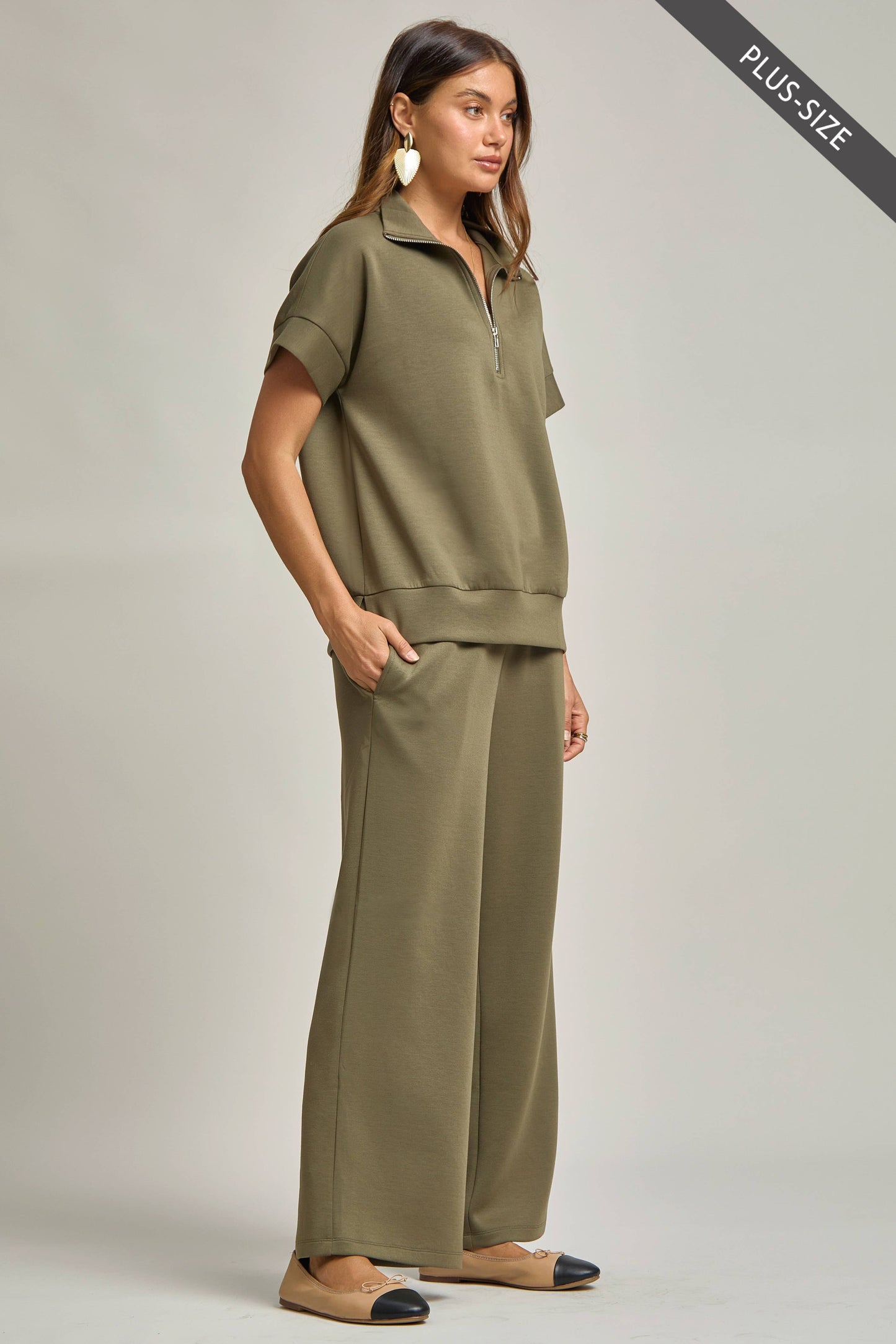 PLUS SIZE Quarter Zip + Pants Modal Set TRVSET-CATALINAP