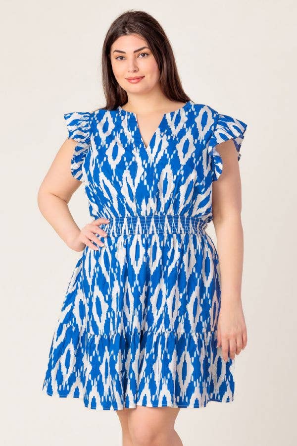 A printed woven mini dress