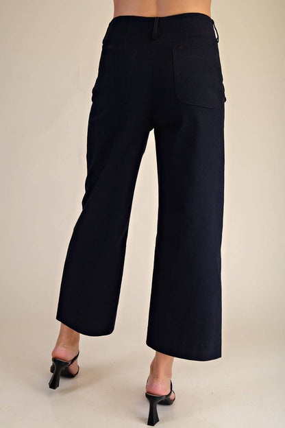 Colette Wide-Leg Scallop Pocket Pants