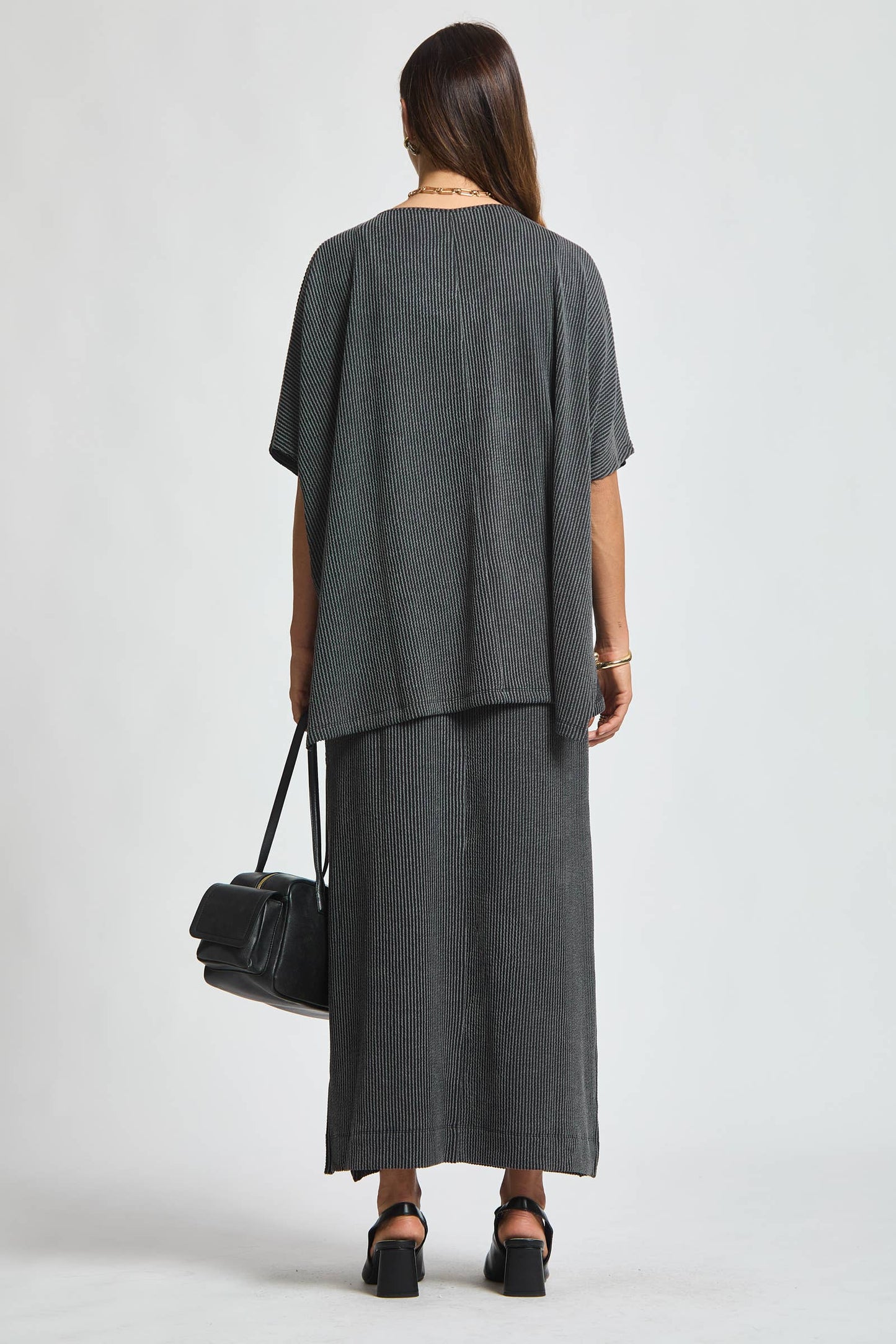 Flowy Poncho Style Top + Maxi Dress 2 Piece Set