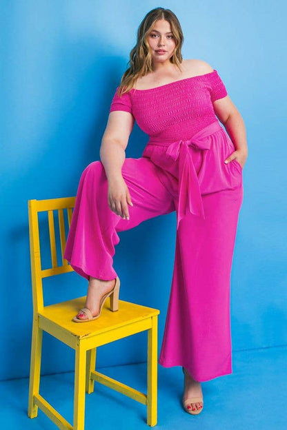 A solid woven jumpsuit