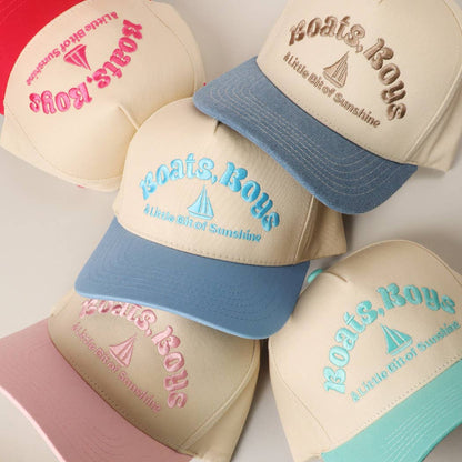 Boats, Boys Text Embroidered Two-Tone Trucker Hat