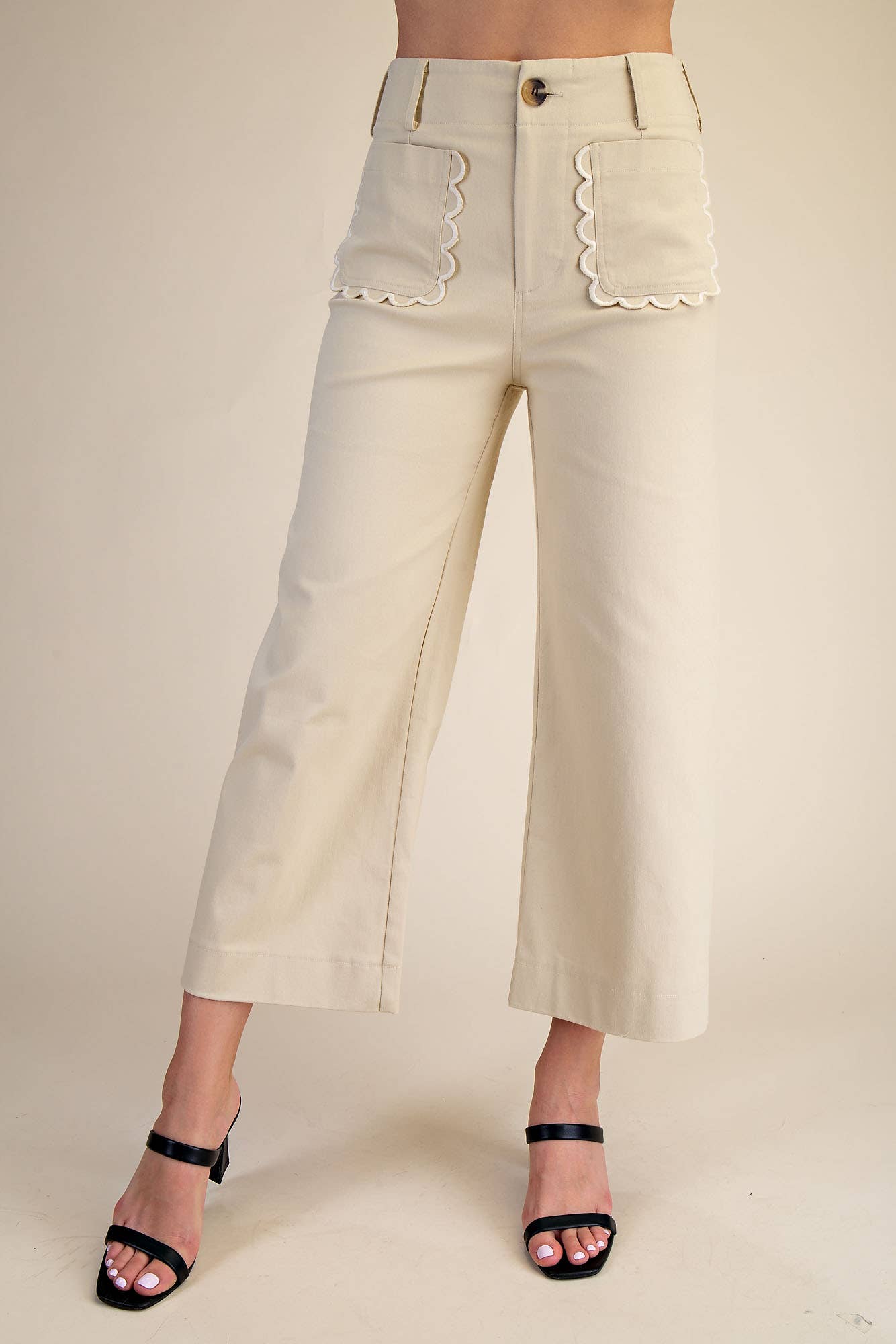 Colette Wide-Leg Scallop Pocket Pants