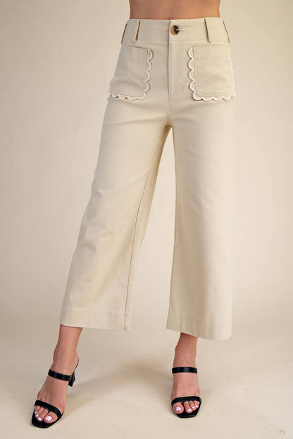 Colette Wide-Leg Scallop Pocket Pants