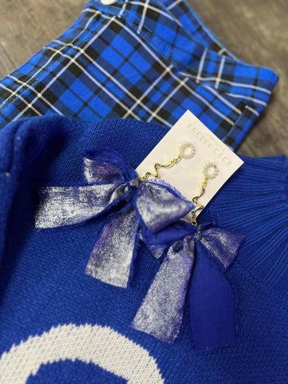 Hand Tied Ribbon Bow Earrings 