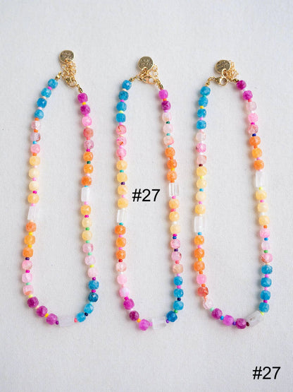 Colorful Beaded Gemstone Candy Necklace Trendy Jewelry
