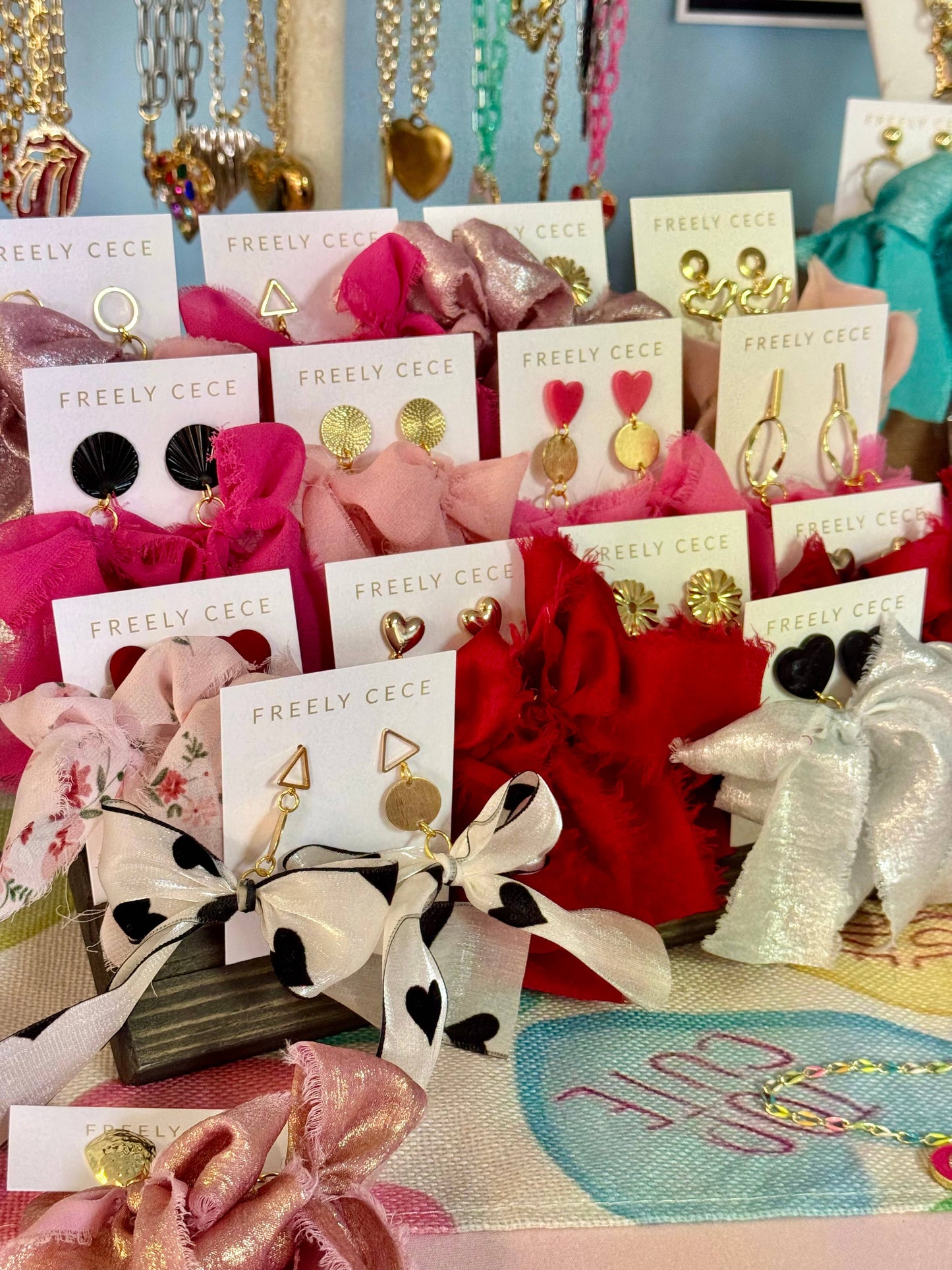 Hand Tied Ribbon Bow Earrings 