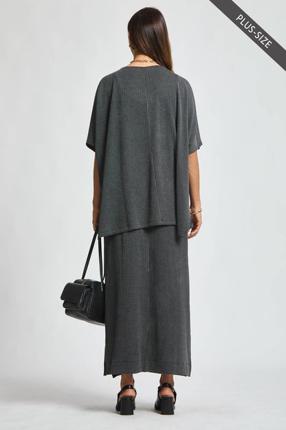 PLUS SIZE Flowy Poncho Style Top + Maxi Dress 2 Piece Set