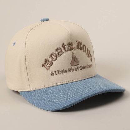 Boats, Boys Text Embroidered Two-Tone Trucker Hat