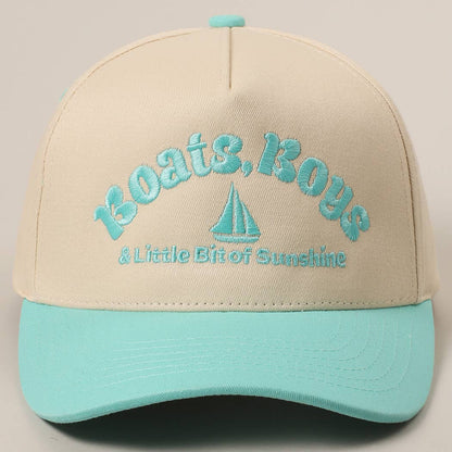 Boats, Boys Text Embroidered Two-Tone Trucker Hat
