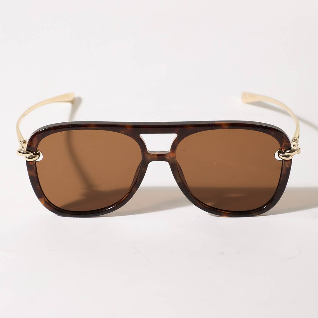Women's Retro Chain Temple Aviator Sunglasses