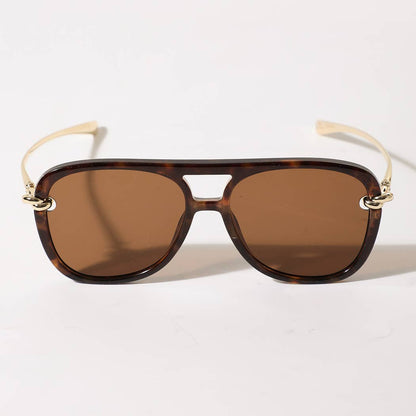 Women's Retro Chain Temple Aviator Sunglasses