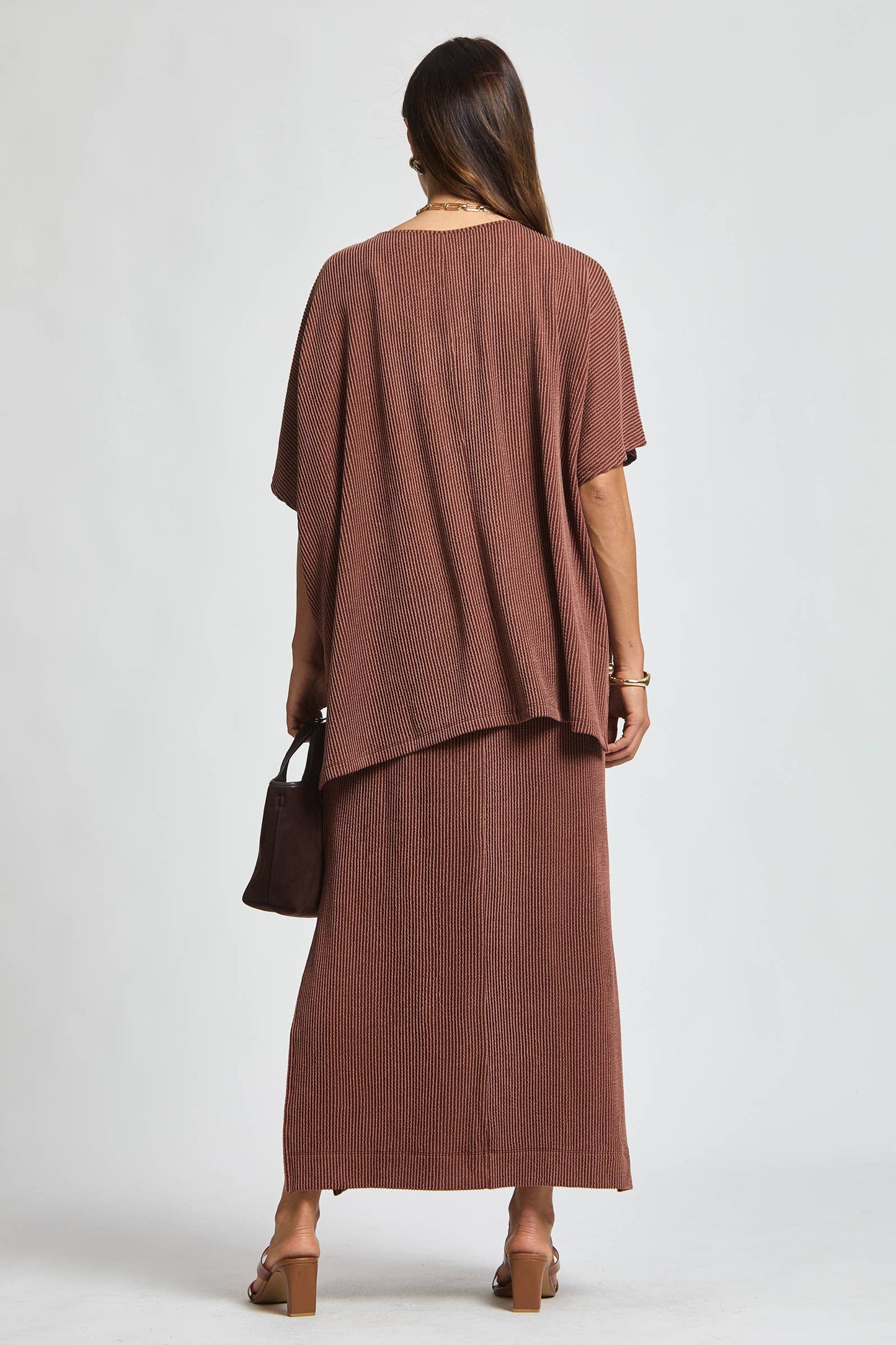 Flowy Poncho Style Top + Maxi Dress 2 Piece Set