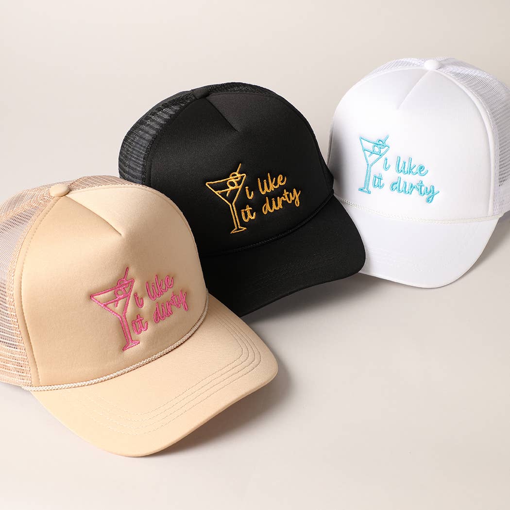 Cocktail Texts Embroidery Mesh Back Trucker Hat